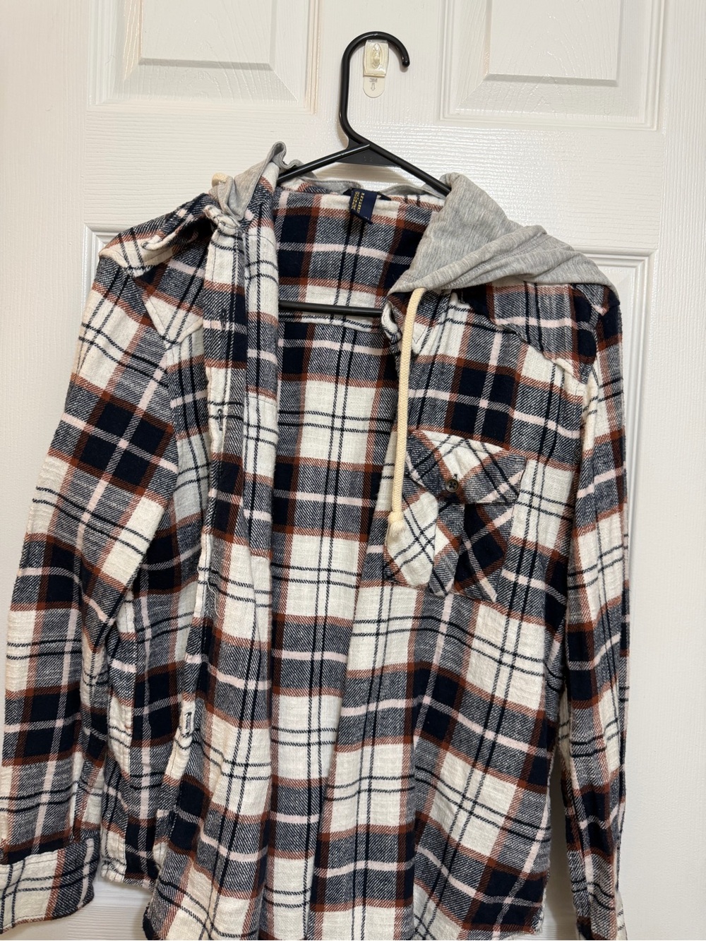 Forever 21 Navy, White & Brown Plaid Button-Up Shirt